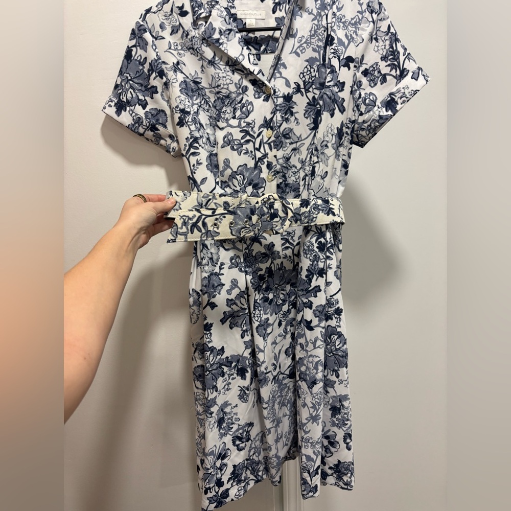 Charter Club Blue Floral Midi Vintage Style Dress